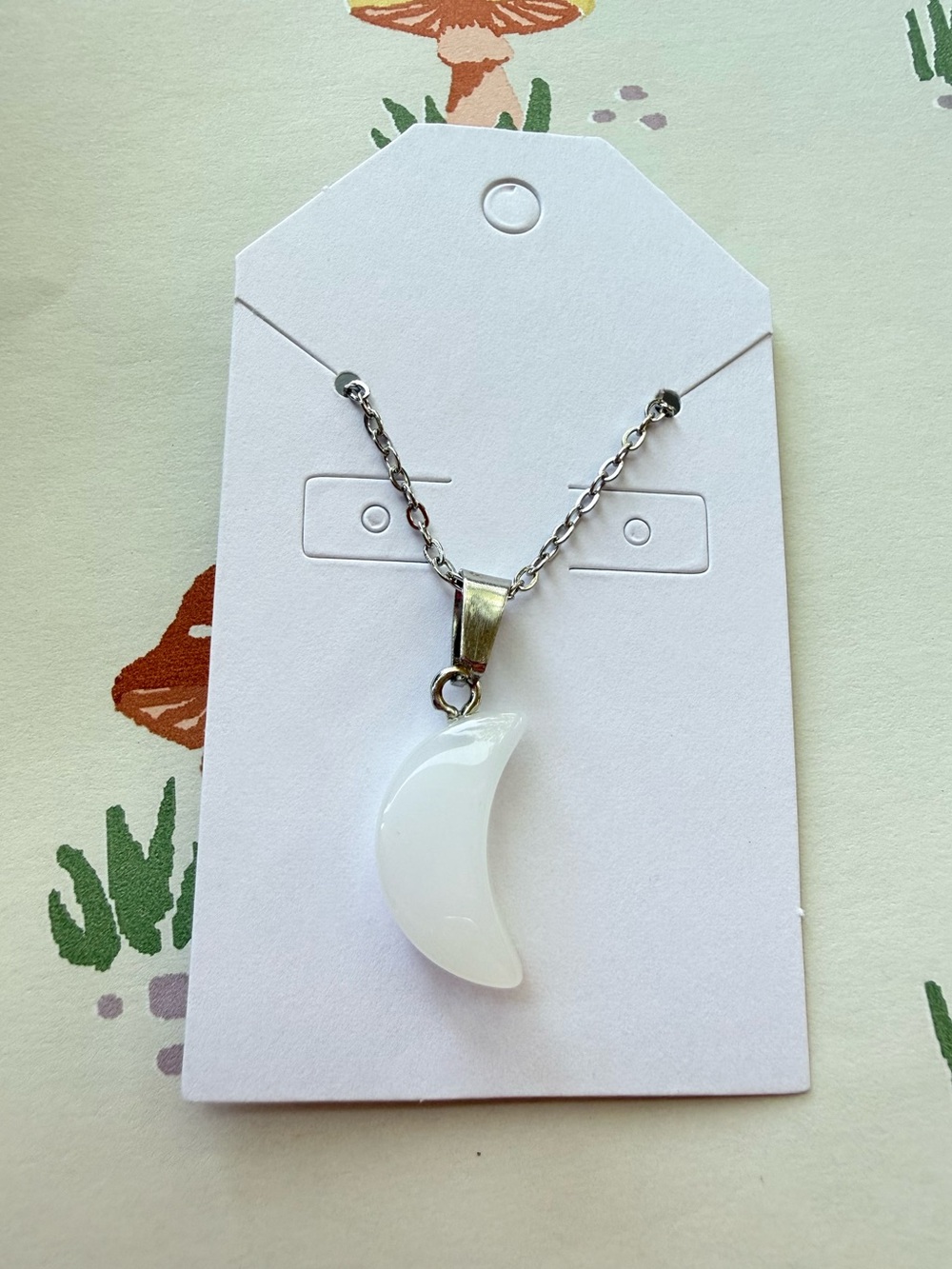 Elegant White Crescent Moon Pendant Necklace